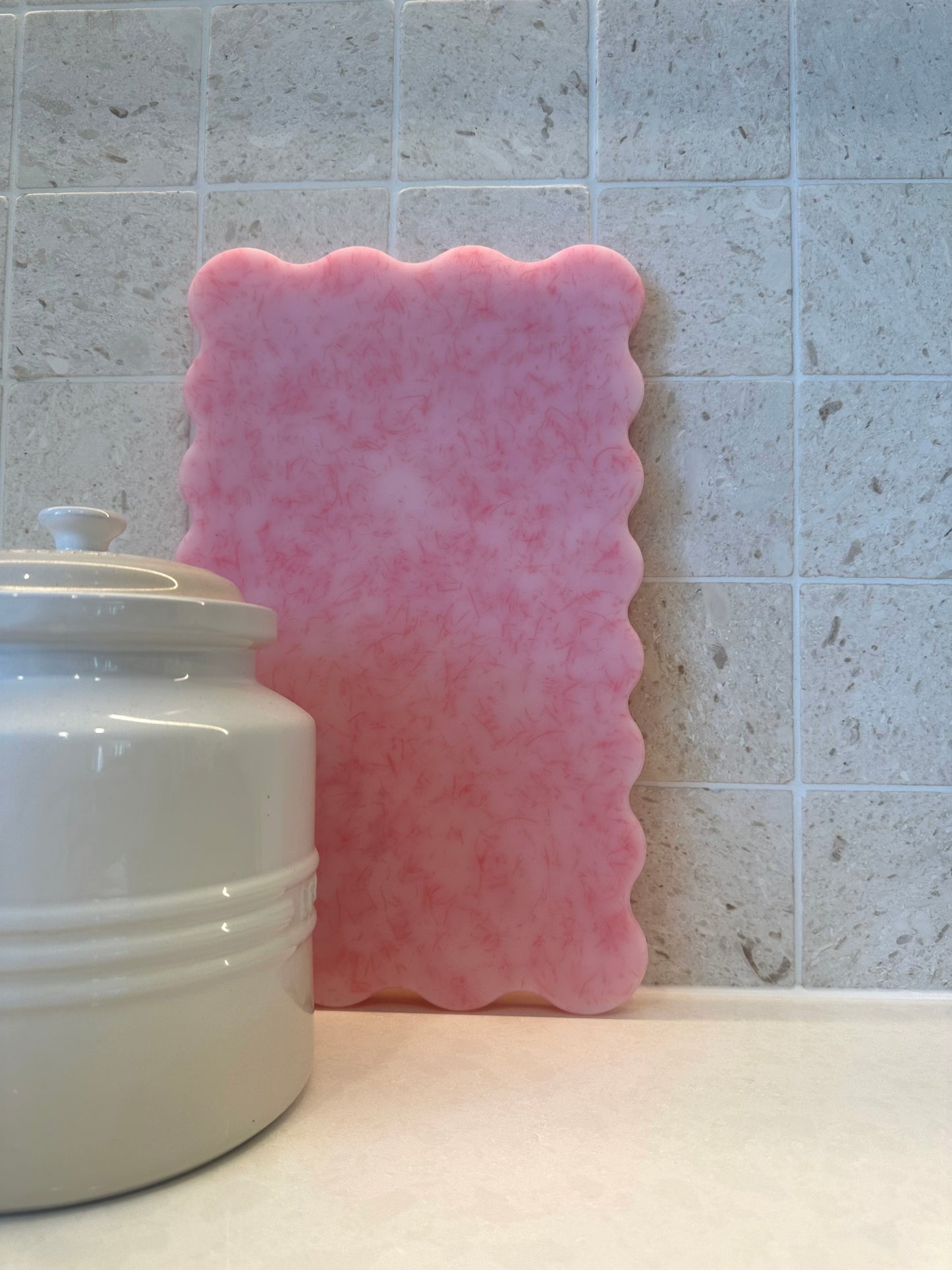 Pink rectangular wave chopping board