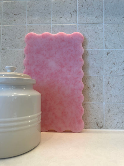 Pink rectangular wave chopping board