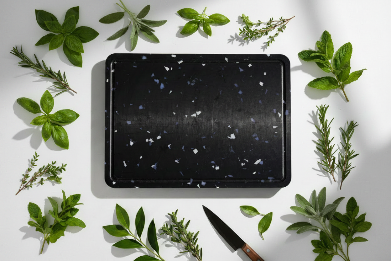 Black & White Chopping Board with Greenery